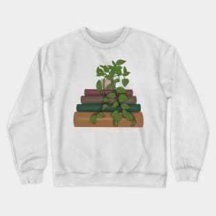 Plant on book stack Crewneck Sweatshirt